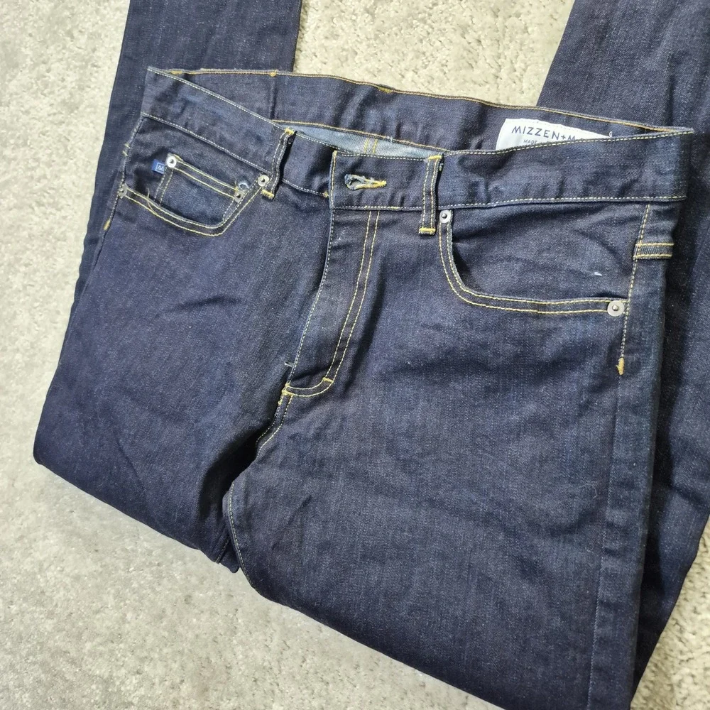 Mizzen Main Skinny Jeans Mens 34/36 Dark Wash Blue Stretch Comfort Skate Punk